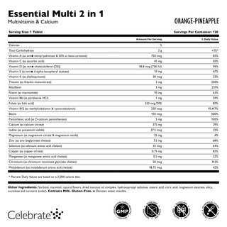 Essential Multi 2 in 1 Multivitamin with Calcium, A mâcher