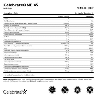 CelebrateONE 45 Multivitamine bariatrique à prendre une fois par jour avec Fer, A mâcher