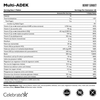 Multi-ADEK A mâcher Vitamine, Fer Gratuit, Berry Sorbet 