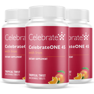 CelebrateONE 45 Multivitamine bariatrique à prendre une fois par jour avec Fer, A mâcher