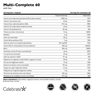 Multi-Complete 60 Multivitamine bariatrique avec Fer, Capsules