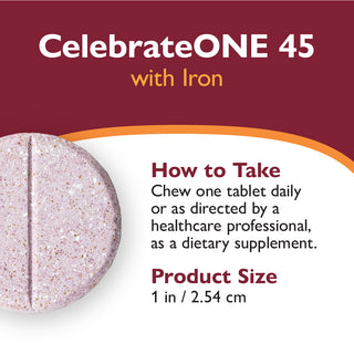 CelebrateONE 45 Multivitamine bariatrique à prendre une fois par jour avec Fer, A mâcher