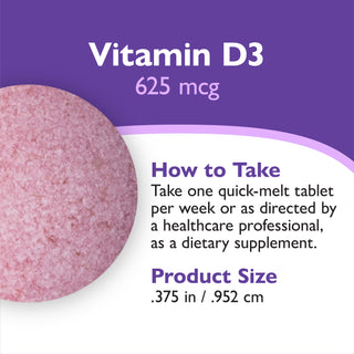 Vitamine D3 625mcg (25.000 UI), Quick-Melt, Berry