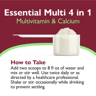 Essential Multi 4 in 1 Multivitamin with Calcium + Protéine, Poudre