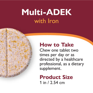 Vitamine Multi-ADEK avec 60mg Fer, A mâcher, Grape